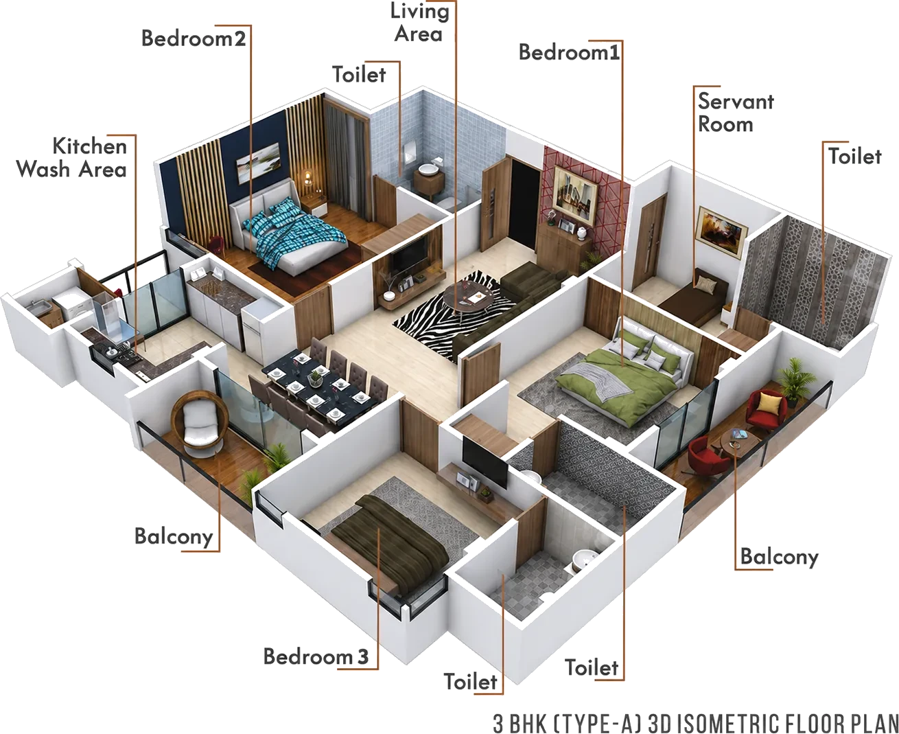 Jhansi Empire Premium 3 BHK Type A Luxury Apartment Floor Plan layout