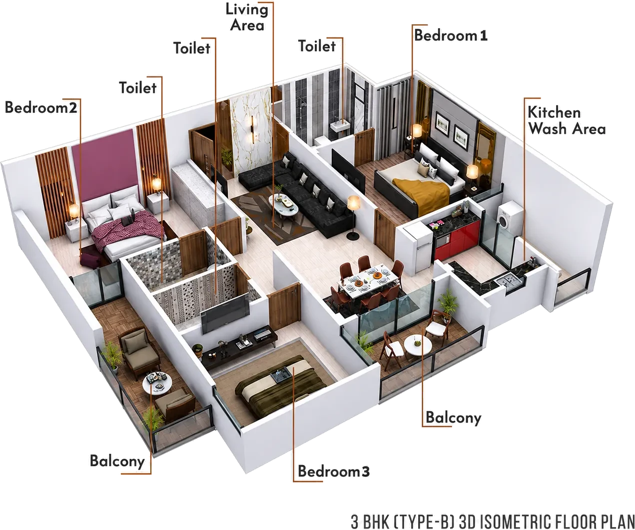Jhansi Empire Premium 3 BHK Type B Luxury Apartment Floor Plan layout