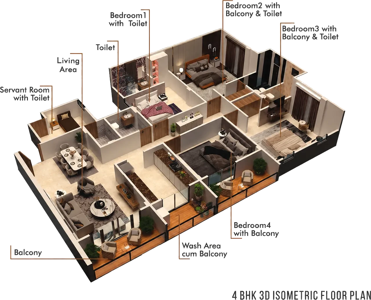 Jhansi Empire Premium 4 BHK Luxury Apartment Floor Plan layout